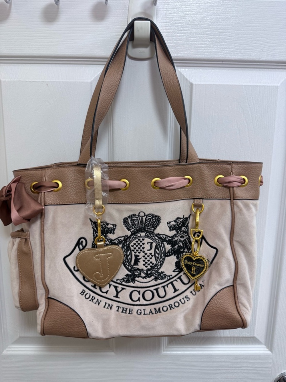 NWT UK 🇬🇧 Exclusive Juicy Couture Beige & Tan Daydreamer Tote Bag